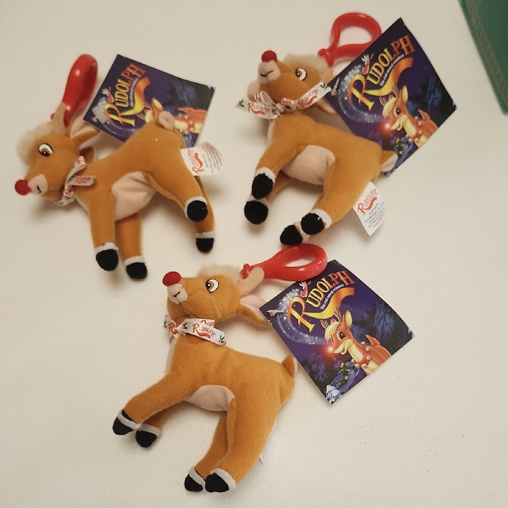 Vintage Rudolph Plush Toy W/ Clip